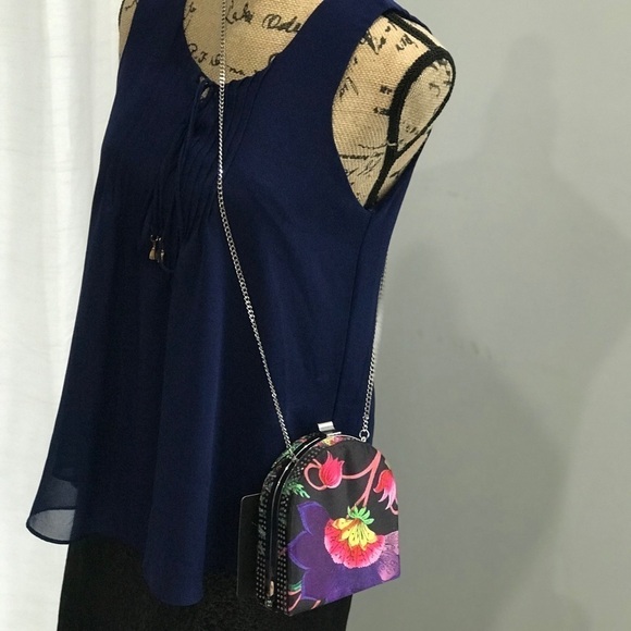 Zara studded floral clutch crossbody handbag evening - Picture 4 of 8